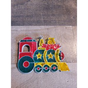 Train stain glass hand painted ornament xmas